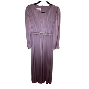Vintage 70's Mary Roberts Lavender Wrap Dress Size S Peasant Crinkle Tie Waist